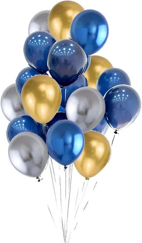 Vista 4 de Decoración de fiesta de cumpleaños número 11 para niños, pancarta de feliz cumpleaños, globos azules del número 11, globos metálicos plateados