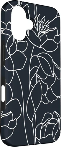 Vista 3 de iPhone 16 linda peonía rosa flor estética dibujo abstracto línea arte caso