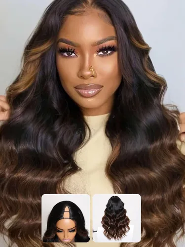 Vista 10 de Nadula Bye Bye Knots Peluca con Cordón Sin Pegamento de Ondas de Agua, Pelucas Frontales de Encaje Precortado 7x5 Húmedas y Onduladas de Cabello