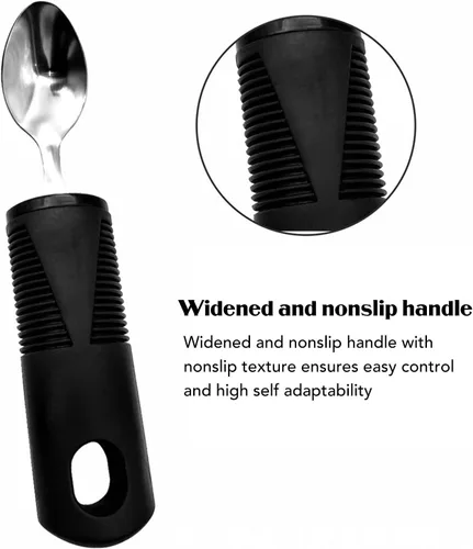 Vista 3 de YUYTE Special Supplies - Juego de utensilios adaptativos de 3 piezas, sin peso, asas antideslizantes para temblores de manos, artritis, parkinson