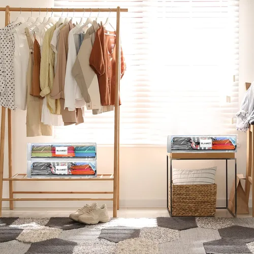 Vista 6 de Kenning Juego de 20 bolsas de almacenamiento de vinilo transparente con cremallera para organizador de sábanas, bolsas de plástico para suéter