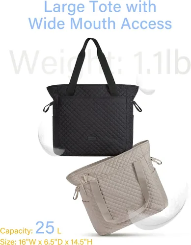 Vista 5 de BAGSMART Bolso de mano acolchado, bolsos de mano con asa superior para mujer, bolso de hombro, bolsa grande de 25 litros para el trabajo
