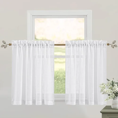 Vista 43 de RYB HOME - Cortinas de lino texturizado semitranslúcidas, privacidad media, filtro de luz, decoración de ventana para dormitorio/baño/sala de estar
