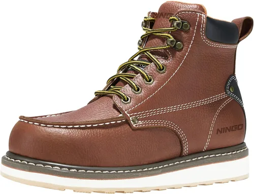 Vista 14 de HISEA NINGO Botas de trabajo para hombre, botas de acero y punta suave, 6 pulgadas, resistentes al agua, antideslizantes, zapatos de trabajo