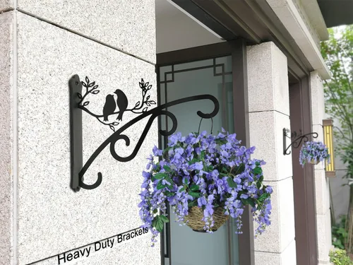 Vista 2 de Soportes resistentes para plantas colgantes al aire libre, colgadores de plantas con ganchos de acero sólido montados en la pared para interiores