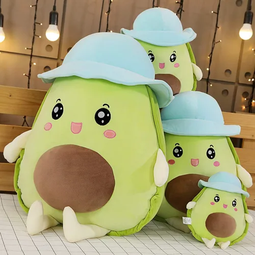 Vista 3 de Cuddly Big Soft Toys Serie de frutas de aguacate de animales de peluche de juguete, juguete de peluche de aguacate, el mejor regalo de cumpleaños