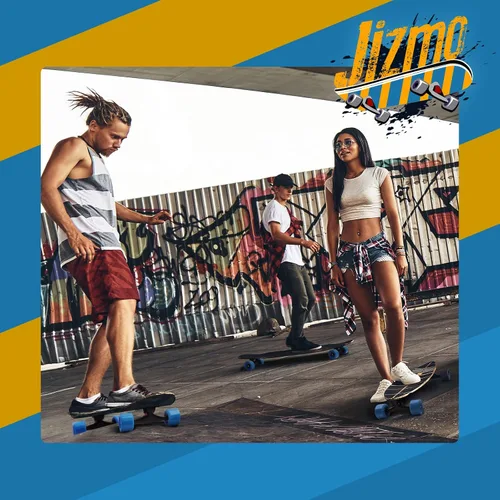 Vista 7 de Jizmo Juego de camiones y ruedas para patineta, ruedas de patineta Cruiser de alto rebote de 2.362 in, rodamientos de patineta ABEC-11, herramienta