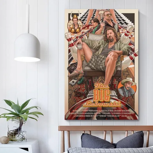 Vista 5 de Póster de lienzo de película The Big Lebowski y póster de álbum de música, pintura de pared, estética, decoración de habitación, 12 x 18 pulgadas