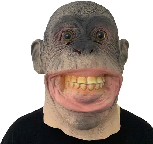 Vista 7 de Máscara de mono divertido de animal gorila espeluznante Halloween Cosplay látex aterrador realista máscara extraña para adultos
