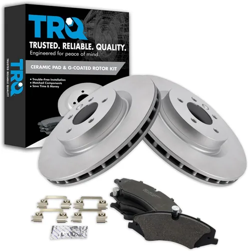 Vista 176 de TRQ Juego de pastillas de freno delantero y rotores con revestimiento de cerámica compatible con Jeep Compass Patriot 2017