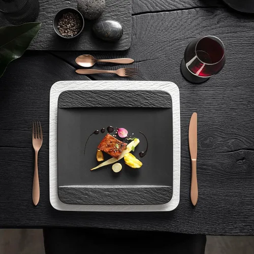 Vista 5 de Villeroy & Boch Manufacture Rock Square Plato llano de porcelana
