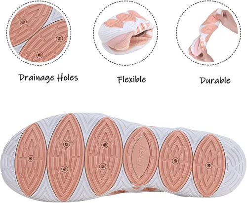 Vista 4 de MAYZERO Zapatos de agua para hombres y mujeres, zapatos de surf, playa, piscina, zapatos de punta ancha, senderismo, zapatos de agua, zapatillas