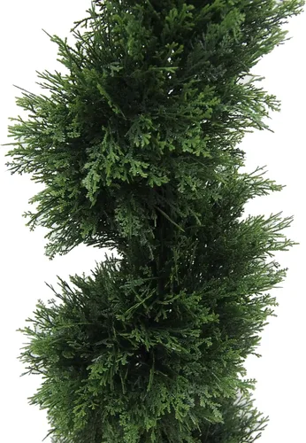Vista 2 de Vickerman Árbol en espiral de cedro artificial de 3 pies de alto, cedro verde natural en maceta, resistente a los rayos UV, interior/exterior