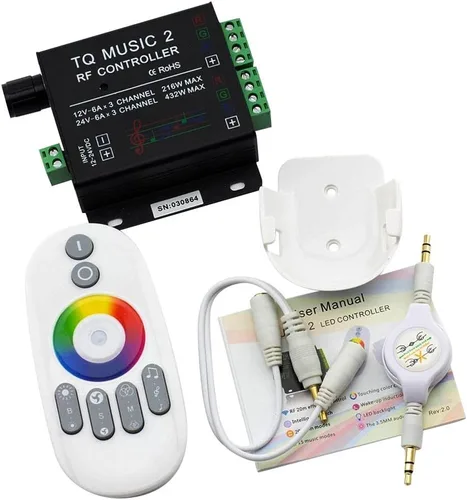 Vista 7 de SUPERNIGHT Controlador táctil de música LED RGB RF Sensibilidad Retroiluminación RF toque remoto Color 3.5MM Audio 15 modos de música Controlador