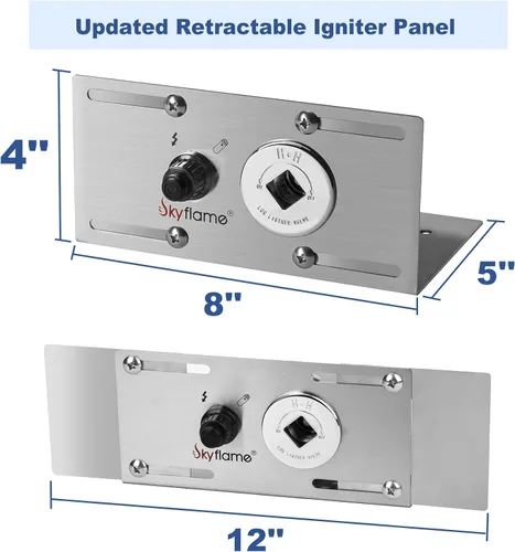 Vista 2 de Kit de quemador de hoguera de gas de acero inoxidable Skyflame extenso con encendido de chispa - Incluye encendedor de botón, llave de gas recta