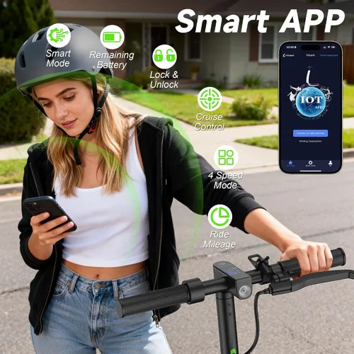 Vista 5 de Electric Scooter, 350W/500W Motor, 21/28/40 Miles Long Range, 19 MPH Max Speed, 8.5" Solid Tire, Lightweight EScooter with Dual Brakes & Lights, APP