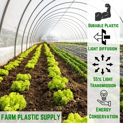 Vista 2 de Farm Plastic Supply - Láminas de plástico blanco de 2,4 mil - Película de invierno para invierno, película de plástico blanco de 2,4 mil, plástico