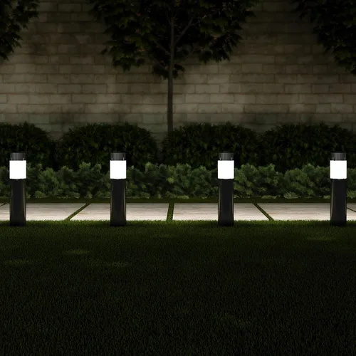Vista 4 de Pure Garden - Juego de luces solares para camino, juego de 6 a 15 pulgadas de acero inoxidable para exteriores, para jardín, paisaje, patio, Negro