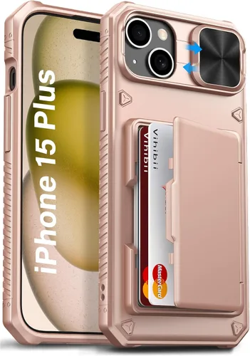 Vista 59 de Vihibii Funda para iPhone 13 Pro Max/iPhone 12 Pro Max con tarjetero (4 tarjetas) [bloqueo RFID] y cubierta de cámara deslizante, protección contra