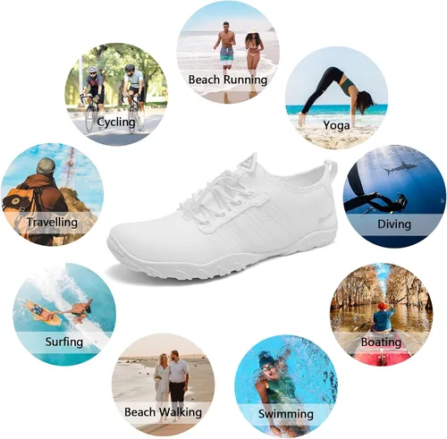 Vista 2 de Racqua Zapatos de agua de secado rápido, descalzos, acuáticos, deportes, playa, piscina, natación, surf, buceo, para hombres y mujeres