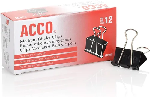 Vista 2 de ACCO Clips para carpeta, medianos, 12/caja, 10 cajas (120 clips en total) (72050)