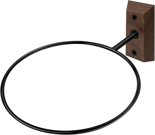 Vista 22 de Soporte de pared para baloncesto VIVTOB, soporte de pared para pelota de 7 pulgadas con base de madera maciza de nogal negro y anillo de metal