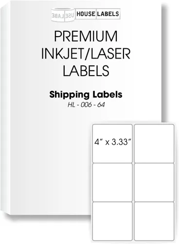 Vista 7 de 25 hojas, 150 etiquetas, 6-up, etiquetas de envío (4.0" X 3 – 1/3") – -sin BPA gratis. For Laser and Inkjet Printers, 25 Sheets