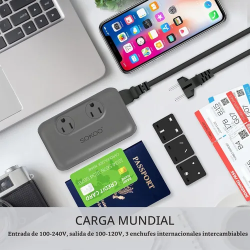 Vista 8 de SOKOO Convertidor de voltaje reductor de 230 vatios de 100-220 V a 110 V, convertidor de corriente internacional/adaptador de viaje, uso