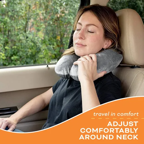 Vista 2 de Almohada de viaje para el cuello lavable, cómoda espuma viscoelástica, accesorios de viaje en avión, esenciales para el cuello plano, almohada