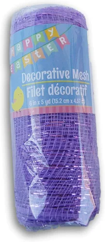 Vista 2 de Rollo de Cinta de Malla Decorativa Morada - 6 in x 5 yardas