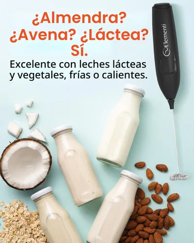 Vista 5 de Elementi Potente Varita Espumadora – Espumador de Leche Ligero y Mezclador de Bebidas Manual, Batidor Matcha para Lattes de Ensueño, Potente Varita