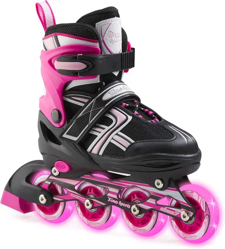 Vista 2 de Paquete de patines en línea Fuschia + equipo de protección rosa