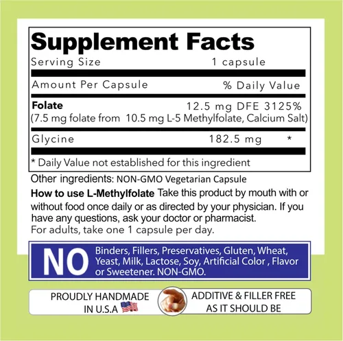 Vista 9 de Our Daily Vites, L Metilfolato 7.5 mg – Suplemento activo de folato metilado 5-MTHF para mujeres y hombres – Folato de metilo para la salud