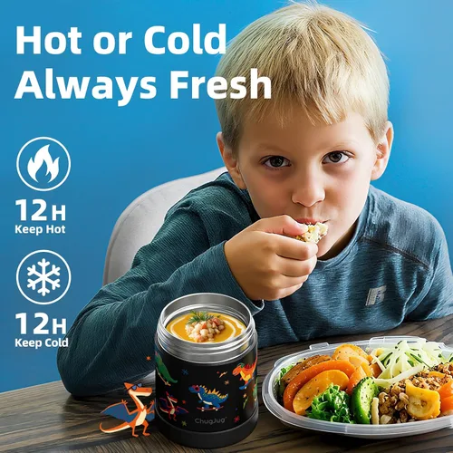 Vista 2 de Termo de sopa de 15 onzas para comida caliente para niños, tarro de comida aislado con cuchara, recipiente térmico para almuerzo, vacío de boca