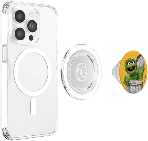 Vista 4 de Sesame Street Oscar the Grouch PopSockets MagSafe PopGrip para iPhone