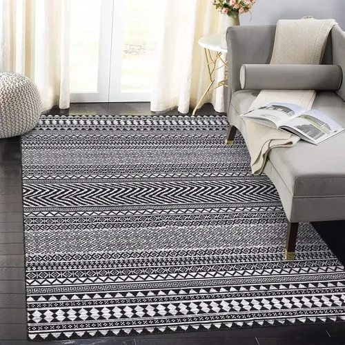 Vista 9 de COZYLOOM Tapete geométrico bohemio de 2 x 4 pulgadas, lavable a máquina, vintage, de felpilla marroquí, para interiores, antideslizante, cocina