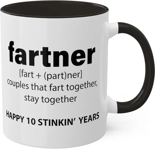 Vista 2 de Taza de 10 aniversario, regalos de boda de 10 aniversario para marido, regalos de boda de aniversario de 10 años para esposa, 10 años de matrimonio