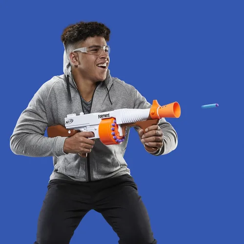 Vista 4 de Nerf Fortnite DG Lanzador de Dardos - Tambor Giratorio de 15 Dardos, Acción de Bombeo, 15 Dardos Oficiales Nerf