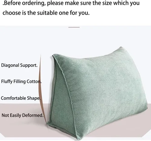 Vista 5 de Almohada de cabecera de cuña azul para lectura y reposo en cama, almohada triangular para respaldo de lectura, cojín de cuña para espalda, almohada
