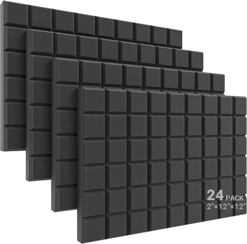 Vista 11 de JBER Paquete de 12 paneles de espuma acústica, paneles de espuma con aislamiento de sonido de 1 x 12 x 12 pulgadas para paredes, cuñas