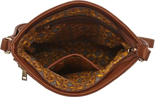 Vista 83 de Bolso cruzado grande con triple bolsillo con cremallera.