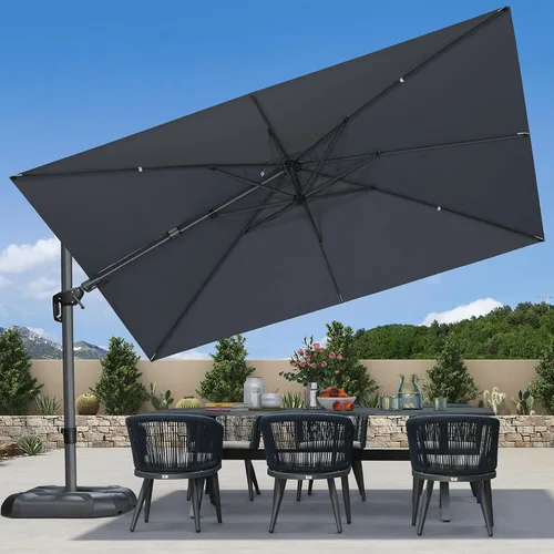 Vista 108 de PURPLE LEAF Sombrilla de patio de 8 pies para exteriores, sombrilla voladiza cuadrada de aluminio con rotación de 360 grados para jardín, terraza
