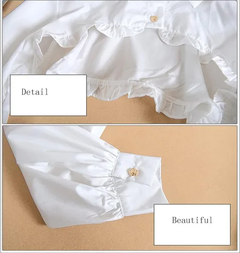 Vista 6 de HZYFPOY Media camisa de manga larga corta corta corta blusa desmontable con cuello de dados para mujer