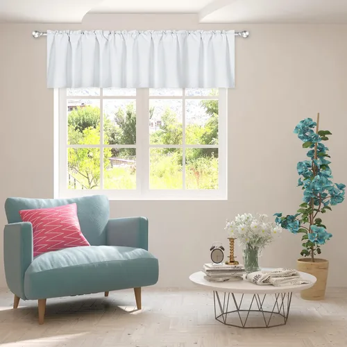 Vista 20 de DECOVSUN Cenefa morada para ventanas de 60 x 18 pulgadas, aislamiento térmico sólido, bolsillo para cortinero, cenefa corta para cocina, cenefa