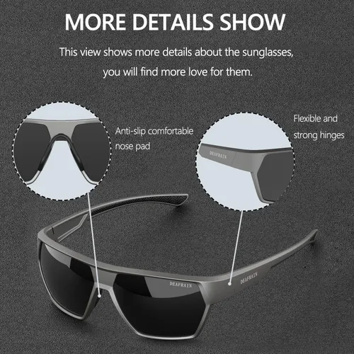 Vista 6 de DEAFRAIN Gafas de sol deportivas polarizadas para hombres y mujeres, marco irrompible, conducción, pesca, ciclismo, correr, béisbol, protección UV
