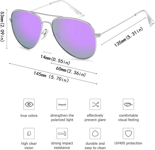 Vista 4 de Ziwanule Polarized Sunglasses for MenWomen Metal Mens Aviator Sunglasses Driving Sun Glasses