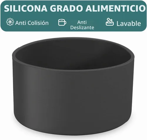 Vista 4 de 2 piezas de 3 pulgadas / 75 mm Bota protectora de botella de agua negra, funda de silicona, accesorios para la parte inferior de 20 oz 30 oz 40 oz