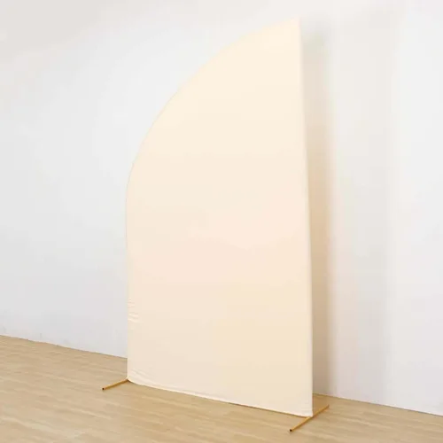 Vista 195 de Efavormart - Juego de 4 fundas de elastano beige para arco de media luna, fundas de telón de fondo Chiara de 2.5 pies a 7 pies para escenarios