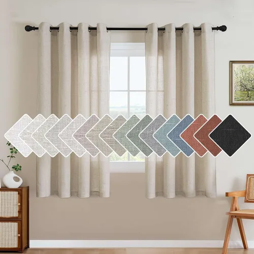 Vista 79 de H.VERSAILTEX Elegant - Cortinas texturizadas de lino natural mezclado con eficiencia energética, filtrado de luz, con ojales de níquel