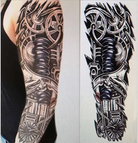 Vista 4 de Juego de 8 hojas de tatuajes falsos temporales extra grandes de 18.9 x 6.7 pulgadas para hombres y mujeres, calcomanías de tatuaje de brazo